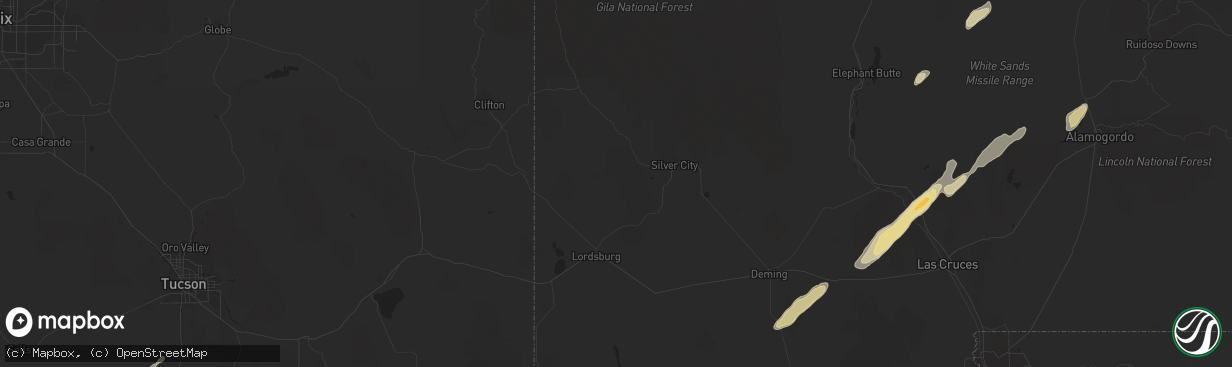 Hail map in Hereford, AZ on September 26, 2021
