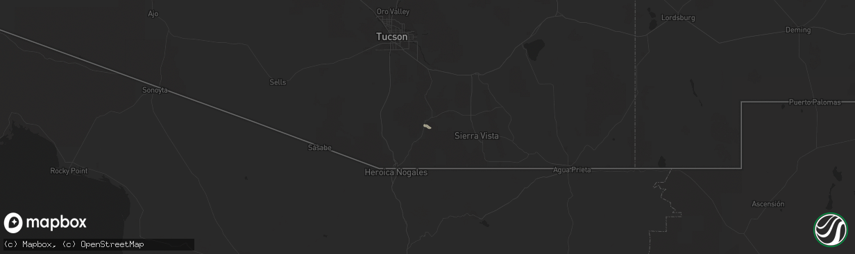 Hail map in Patagonia, AZ on September 26, 2022