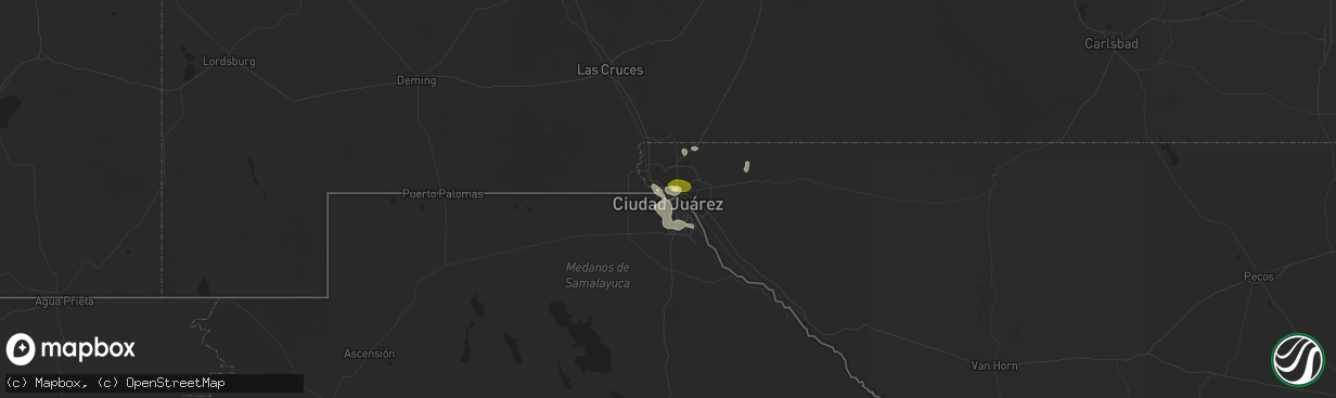 Hail map in El Paso, TX on September 26, 2023