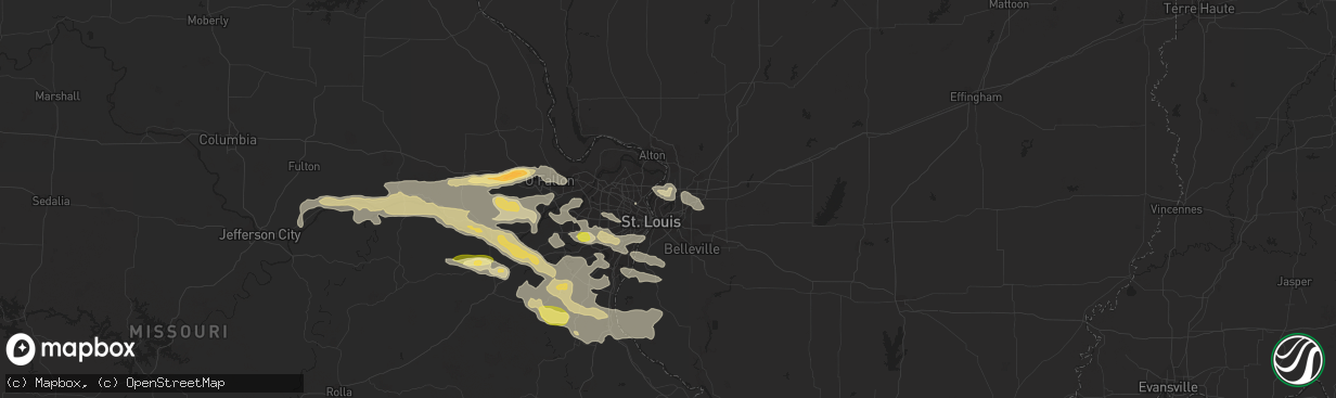 Hail map in Granite City, IL on September 26, 2023