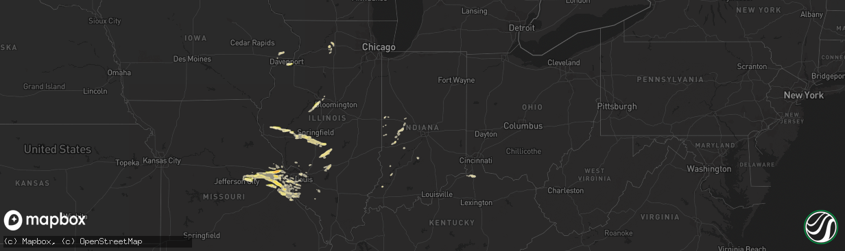 Hail map in Indiana on September 26, 2023