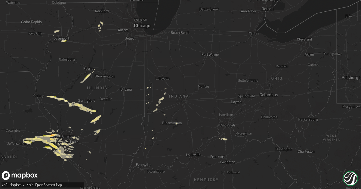 Hail map in Indiana on September 26, 2023