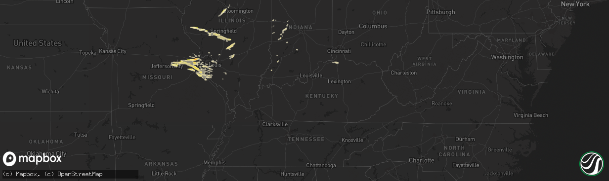Hail map in Kentucky on September 26, 2023