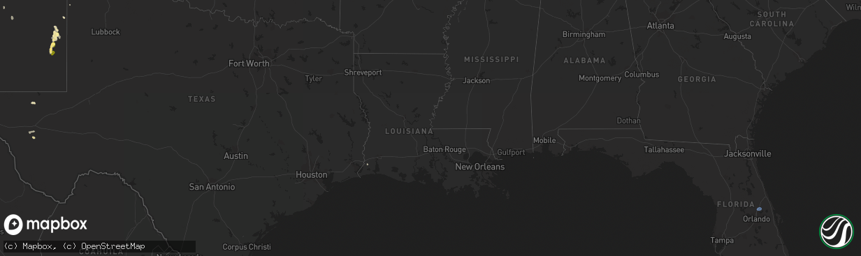 Hail map in Louisiana on September 26, 2023