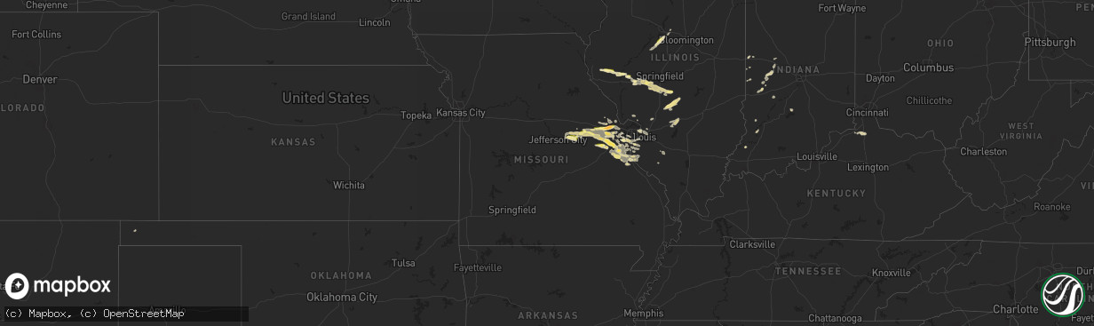 Hail map in Missouri on September 26, 2023