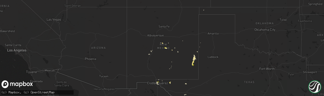 Hail map in New Mexico on September 26, 2023