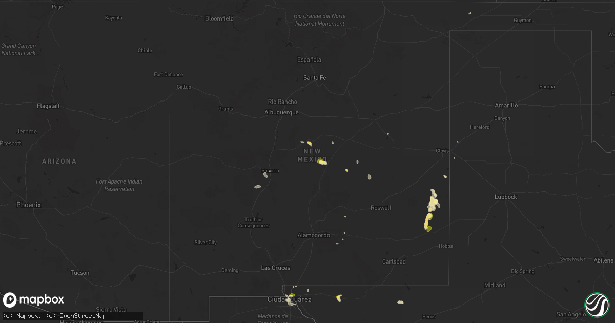 Hail map in New Mexico on September 26, 2023