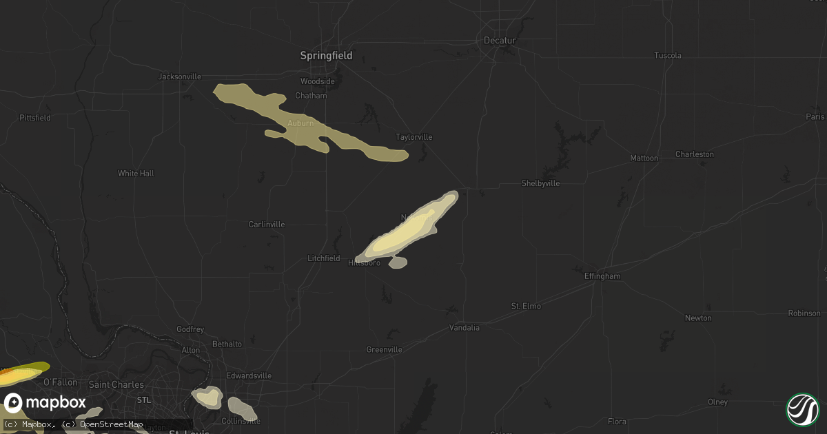 Hail map in Nokomis, IL on September 26, 2023