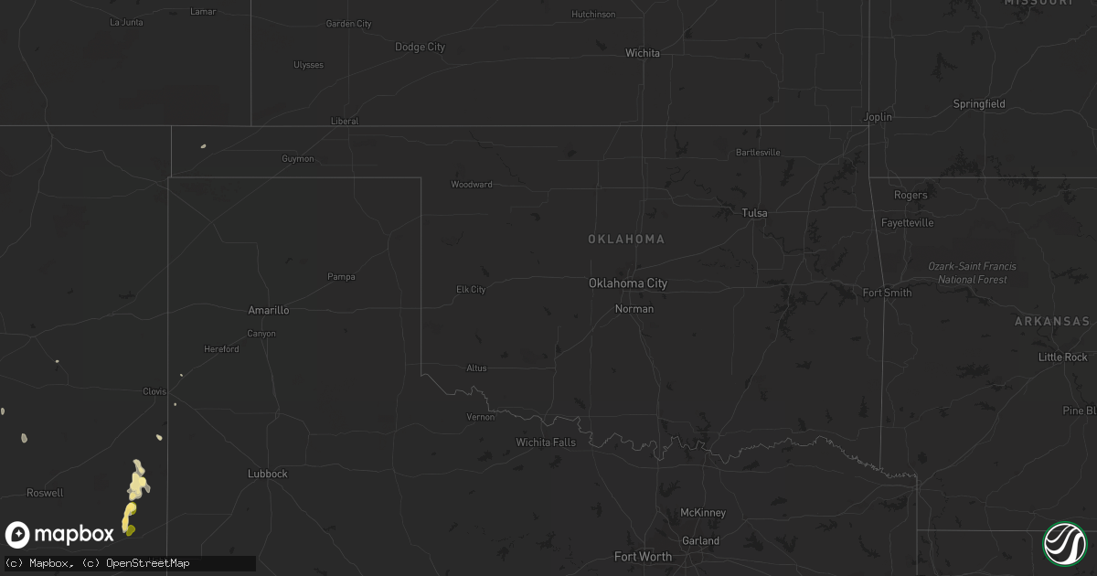 Hail map in Oklahoma on September 26, 2023