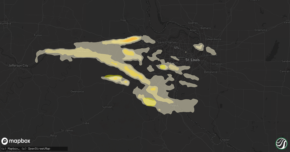Hail map in Pacific, MO on September 26, 2023