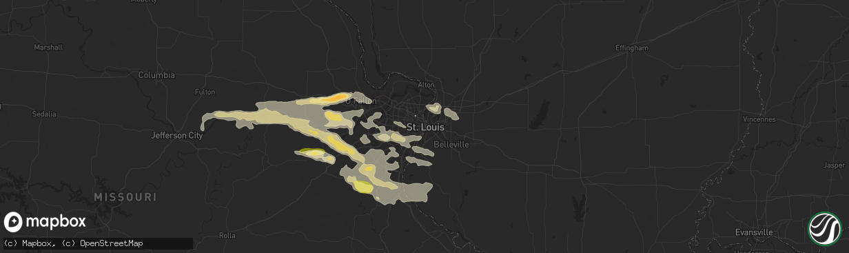 Hail map in Saint Louis, MO on September 26, 2023