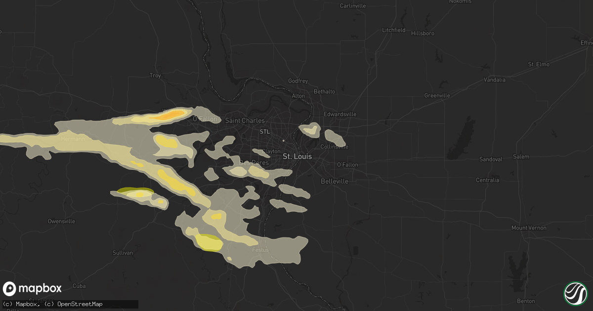 Hail map in Saint Louis, MO on September 26, 2023