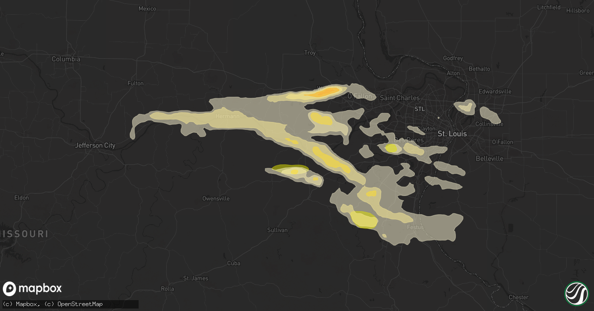 Hail map in Washington, MO on September 26, 2023