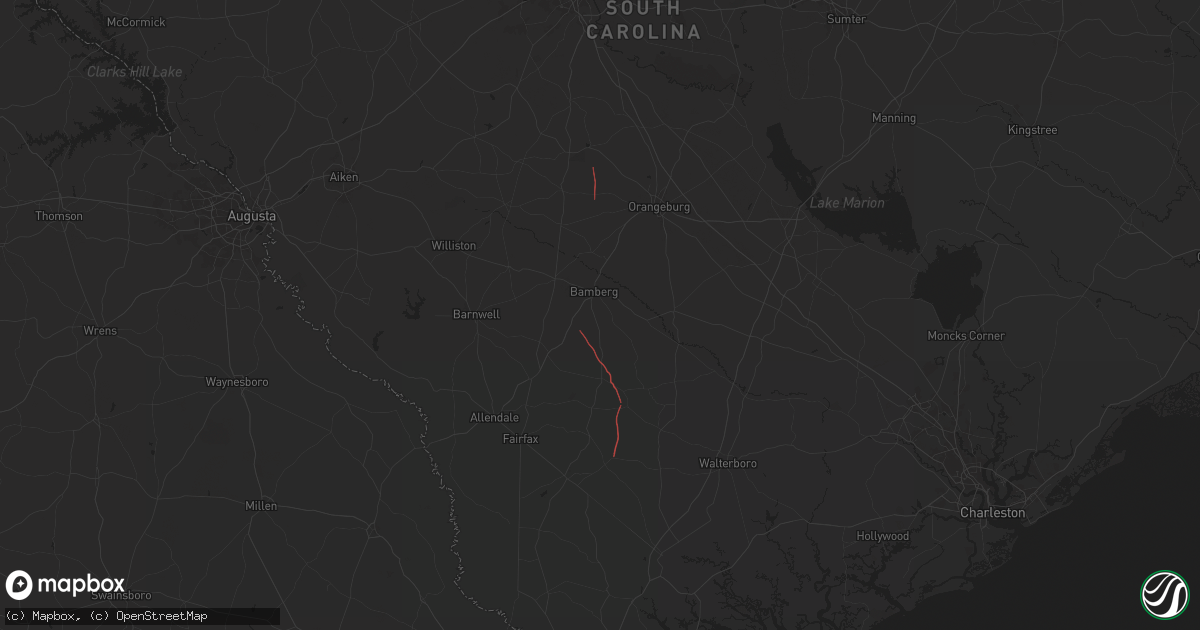 Hail map in Bamberg, SC on September 26, 2024