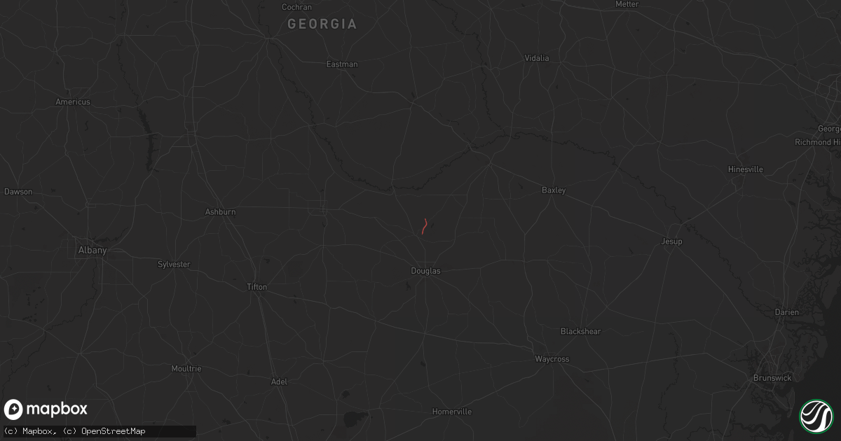 Hail map in Broxton, GA on September 26, 2024