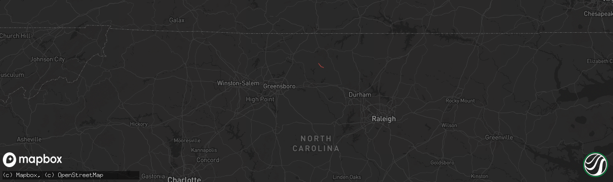 Hail map in Burlington, NC on September 26, 2024