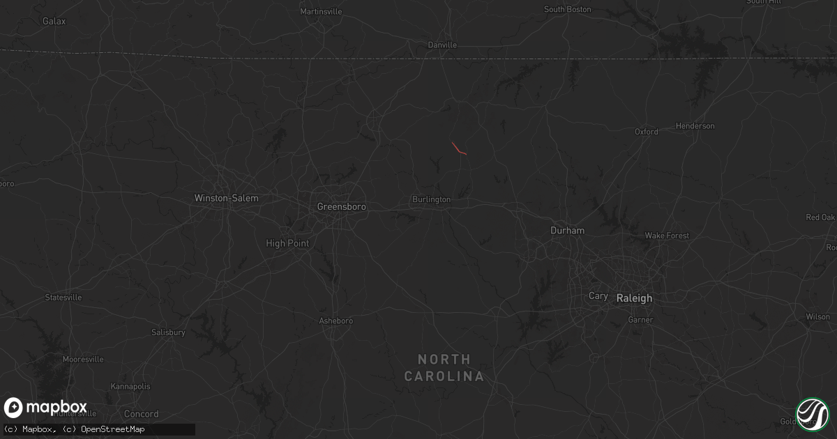 Hail map in Burlington, NC on September 26, 2024