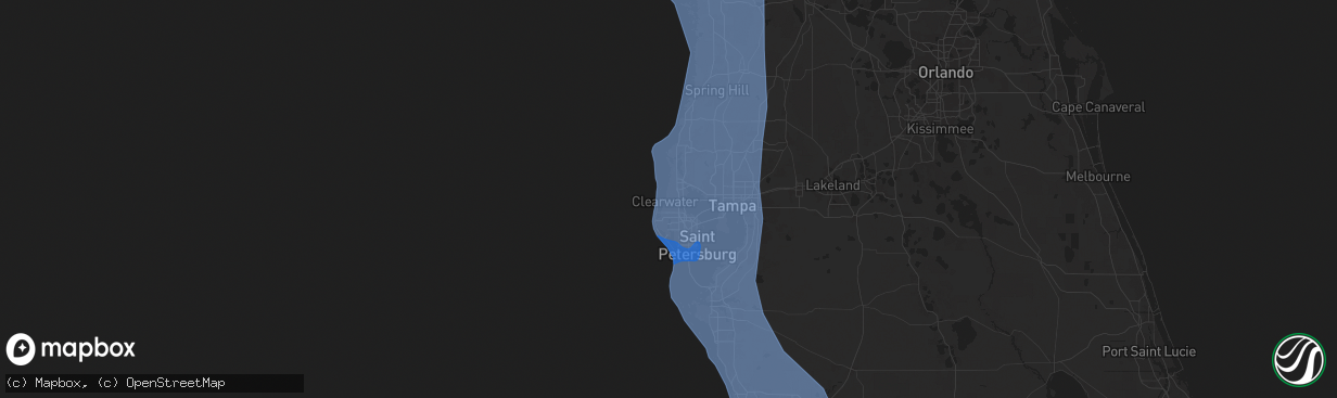 Hail map in Clearwater, FL on September 26, 2024