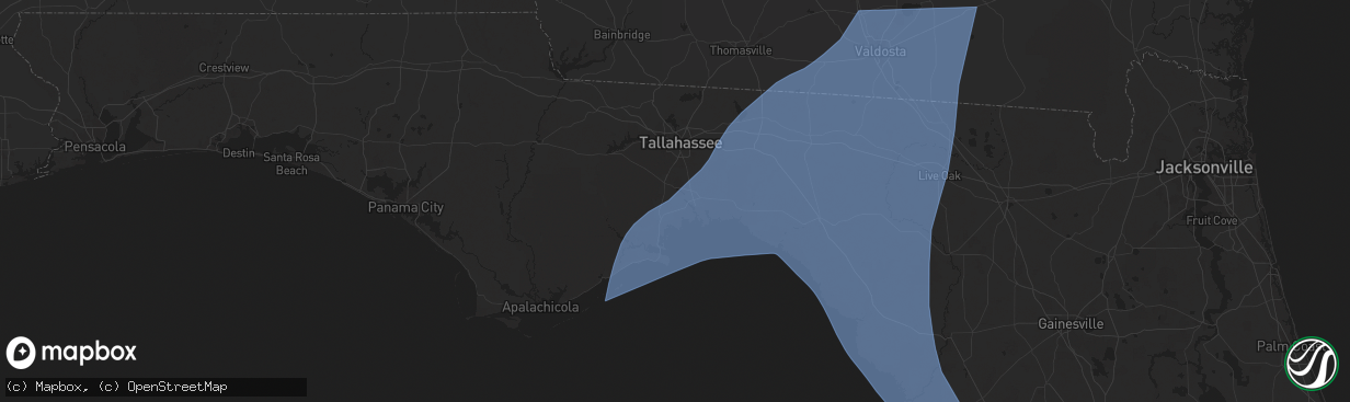 Hail map in Crawfordville, FL on September 26, 2024