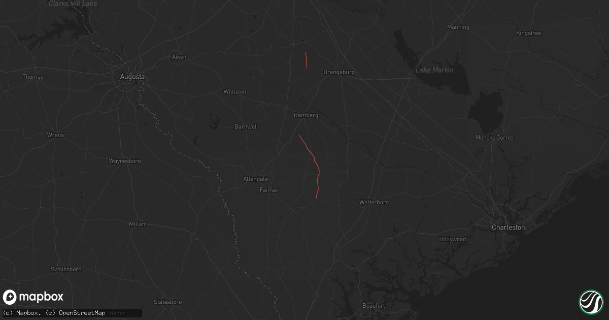 Hail map in Ehrhardt, SC on September 26, 2024