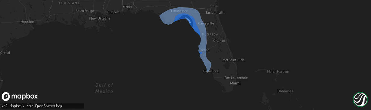 Hail map in Florida on September 26, 2024