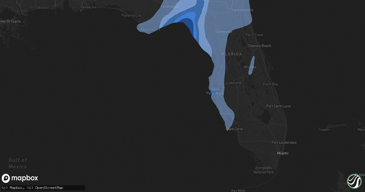 Hail map in Florida on September 26, 2024