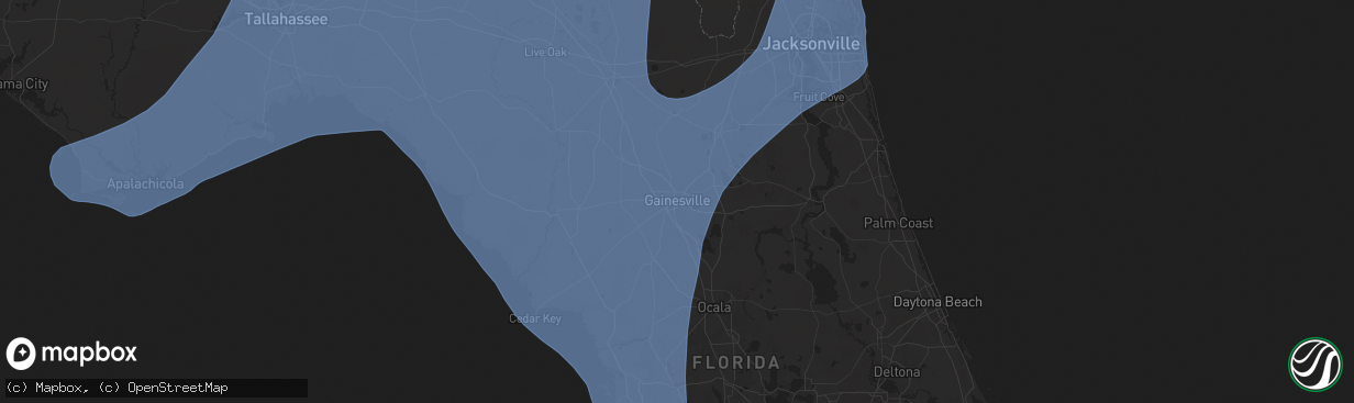 Hail map in Gainesville, FL on September 26, 2024