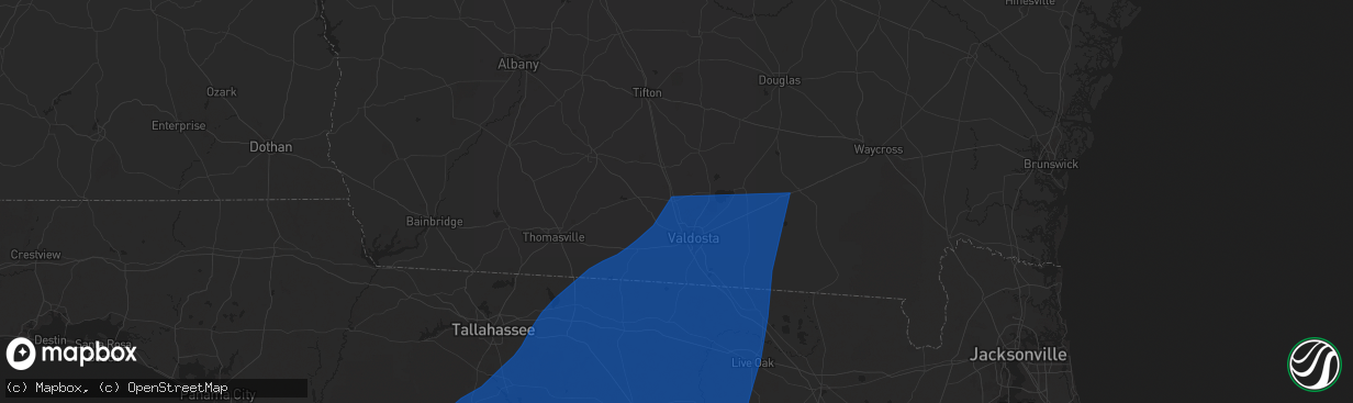 Hail map in Hahira, GA on September 26, 2024