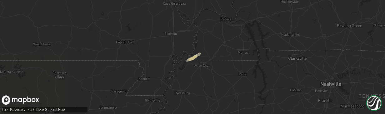 Hail map in Hickman, KY on September 26, 2024