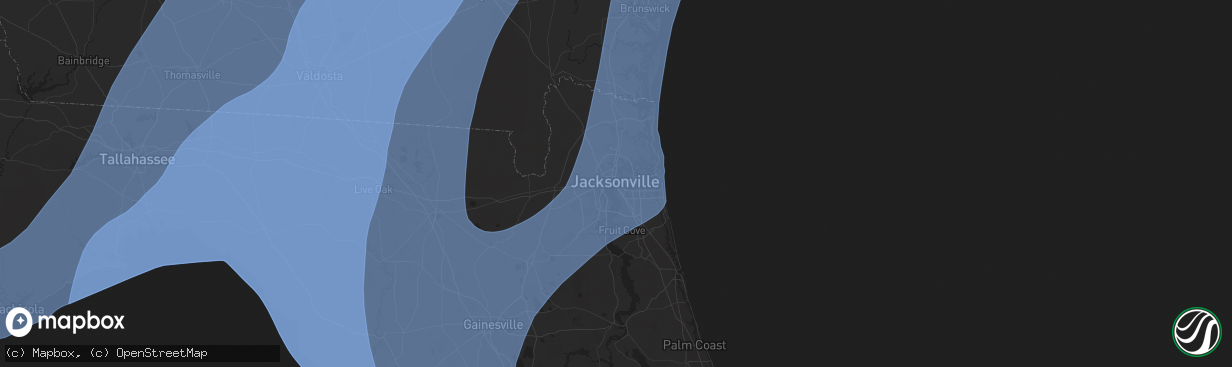 Hail map in Jacksonville, FL on September 26, 2024