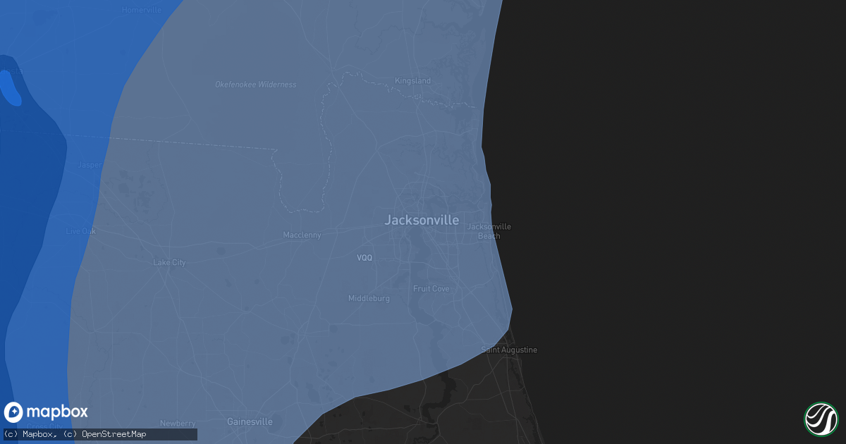 Hail map in Jacksonville, FL on September 26, 2024
