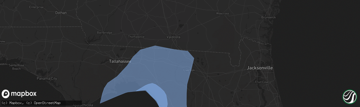 Hail map in Jennings, FL on September 26, 2024