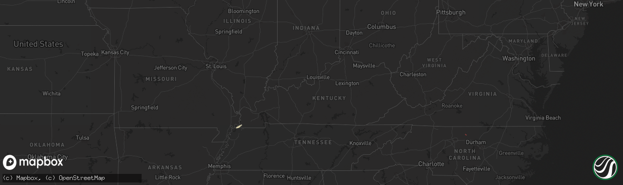 Hail map in Kentucky on September 26, 2024