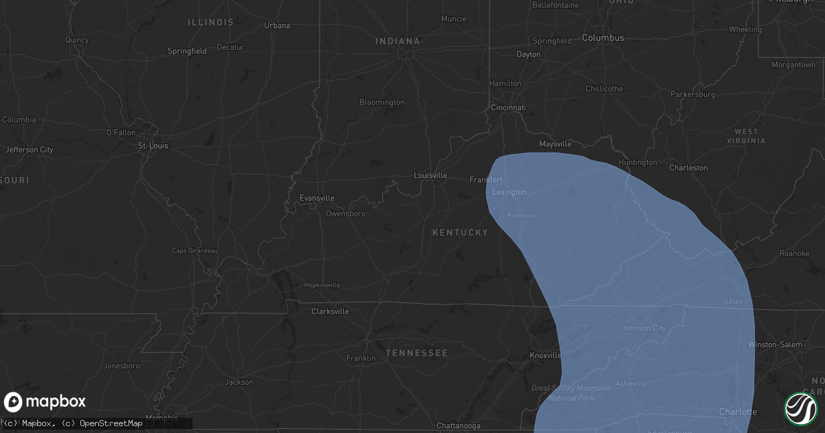 Hail map in Kentucky on September 26, 2024