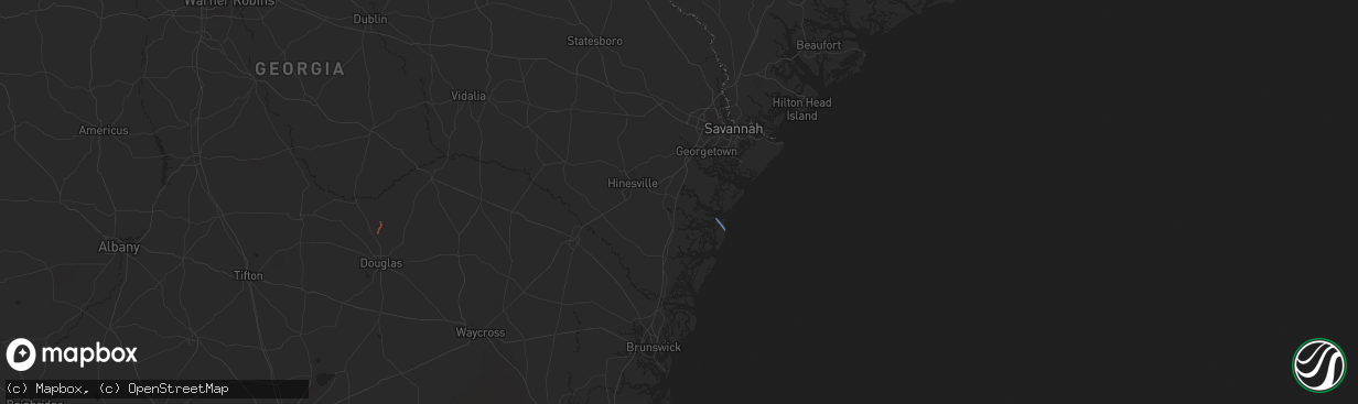 Hail map in Midway, GA on September 26, 2024