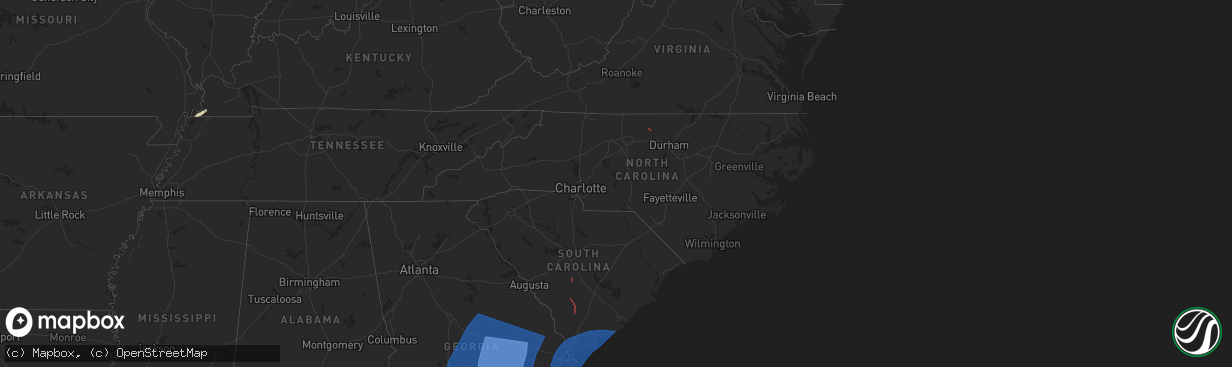 Hail map in North Carolina on September 26, 2024