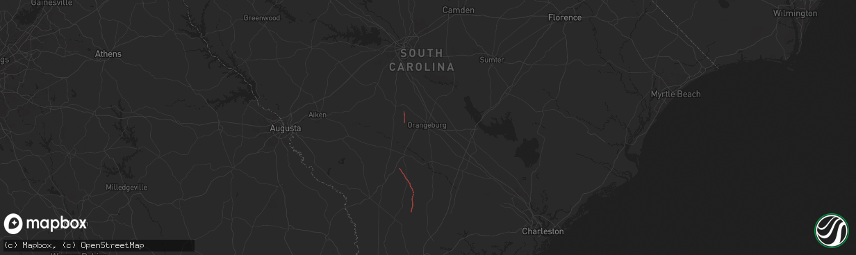 Hail map in Orangeburg, SC on September 26, 2024