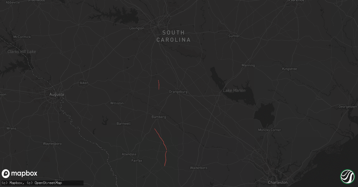 Hail map in Orangeburg, SC on September 26, 2024