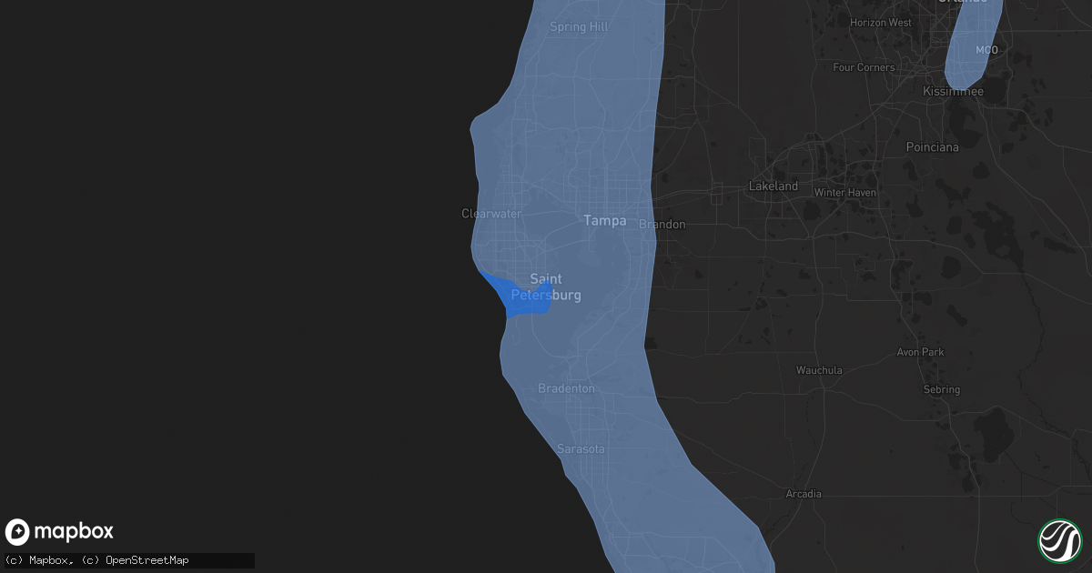 Hail map in Saint Petersburg, FL on September 26, 2024