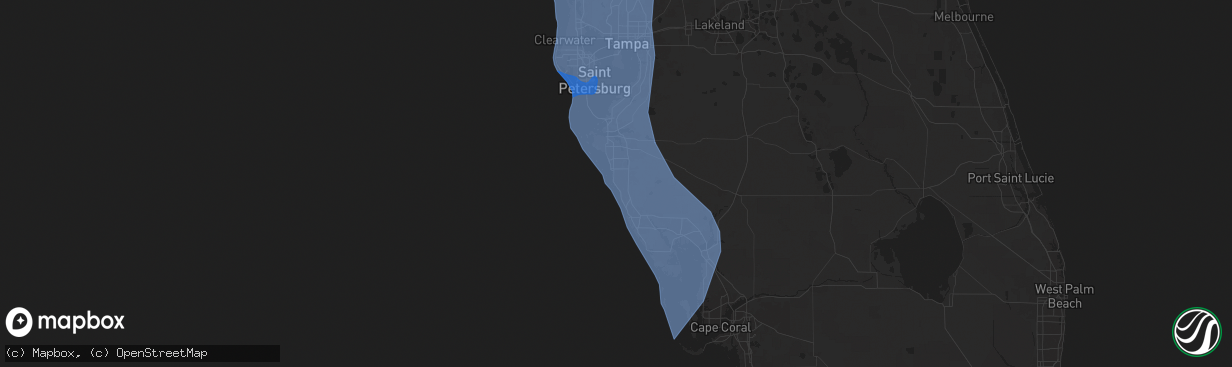 Hail map in Sarasota, FL on September 26, 2024