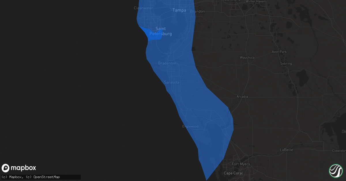Hail map in Sarasota, FL on September 26, 2024