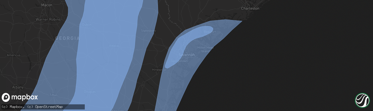 Hail map in Savannah, GA on September 26, 2024