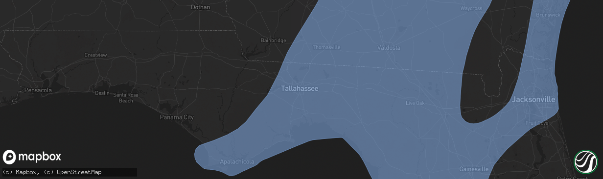 Hail map in Tallahassee, FL on September 26, 2024