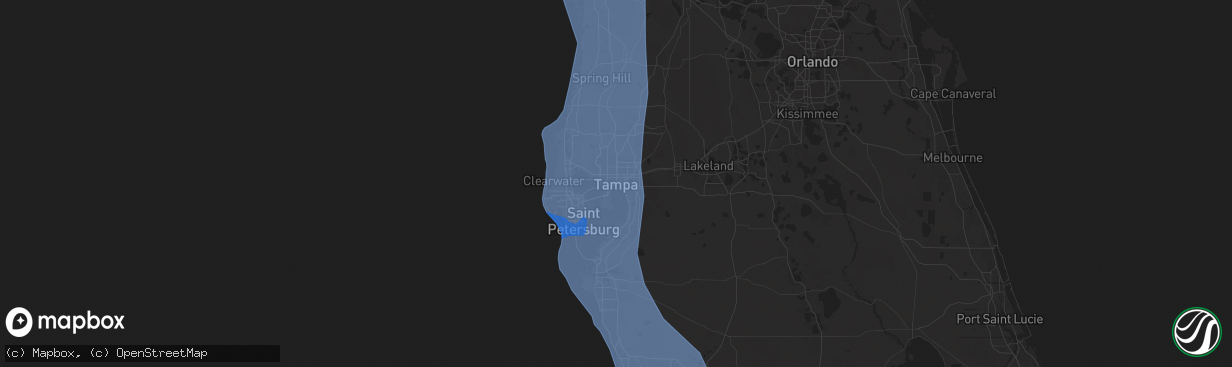 Hail map in Tampa, FL on September 26, 2024