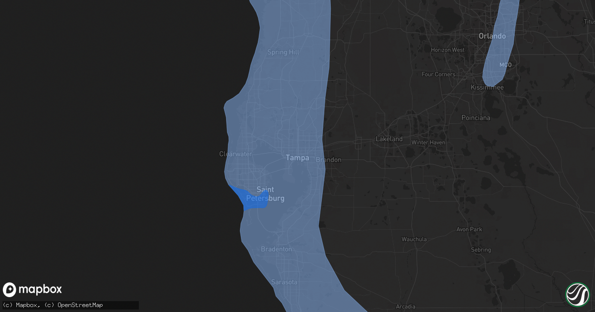 Hail map in Tampa, FL on September 26, 2024