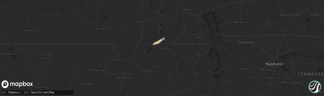 Hail map in Union City, TN on September 26, 2024