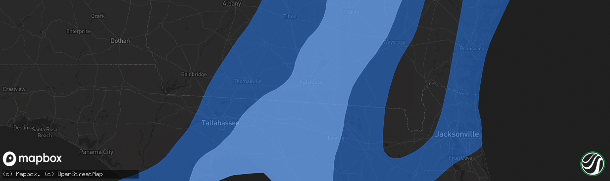 Hail map in Valdosta, GA on September 26, 2024