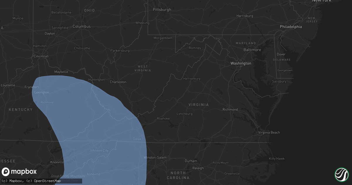 Hail map in Virginia on September 26, 2024