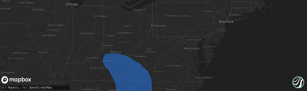 Hail map in West Virginia on September 26, 2024