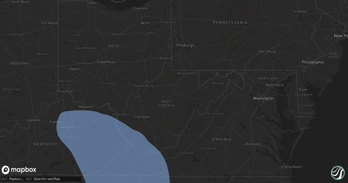 Hail map in West Virginia on September 26, 2024